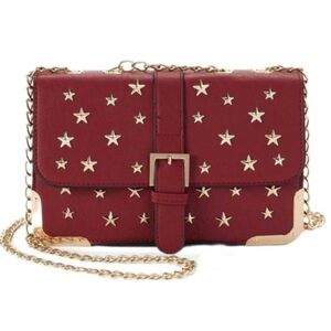 Kiss Me Couture Red Star Stud Chain Crossbody Purse